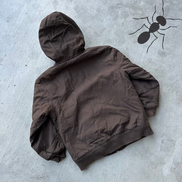 Vintage Y2K Carhartt YOUTH DKB brown hooded work wear jacket - Picture 6 of 9